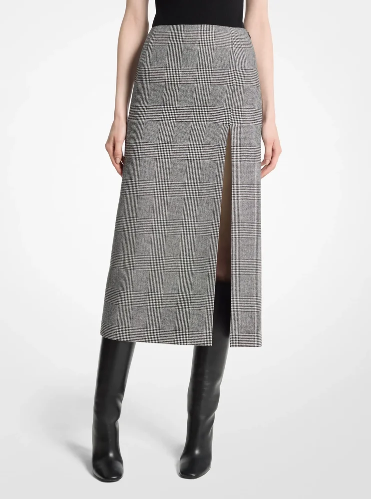 Glen Plaid Wool Blend Flannel Car Wash Skirt