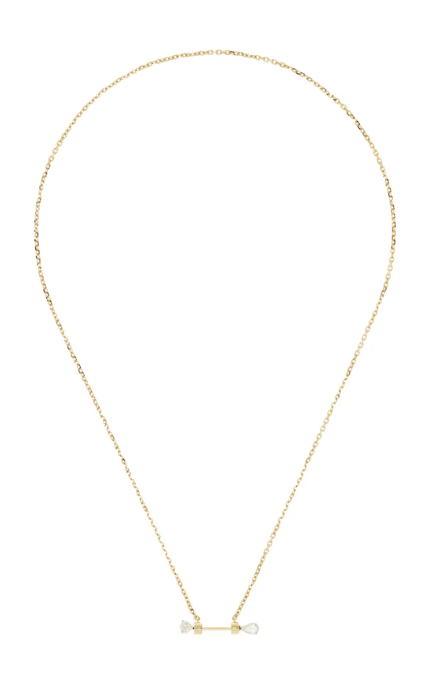 18K Yellow Gold Diamond Pin Necklace