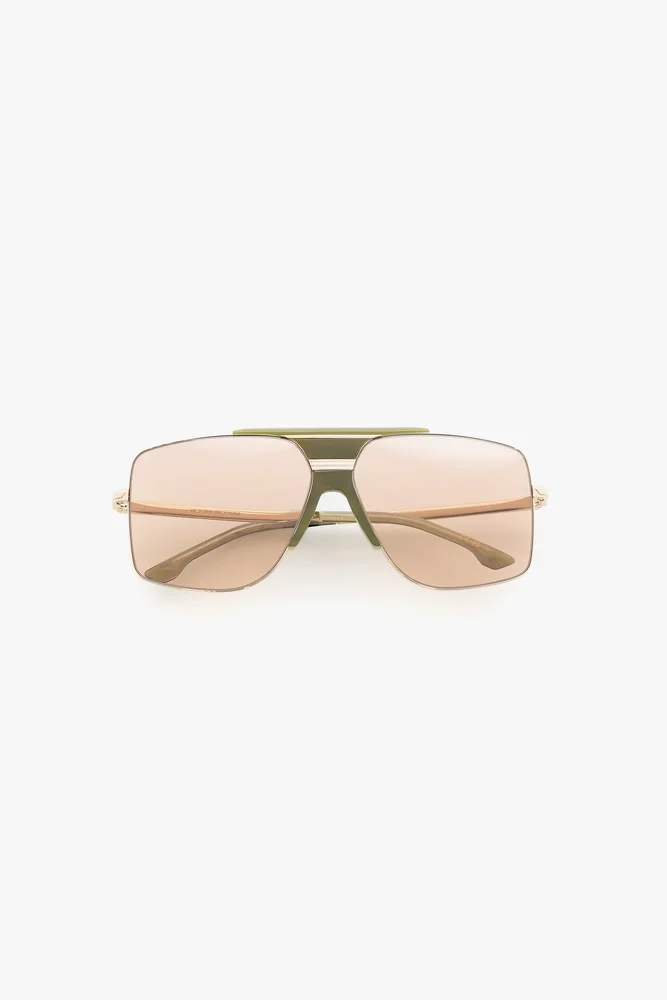 Oversized Metal And Acetate Frame In Green Marble