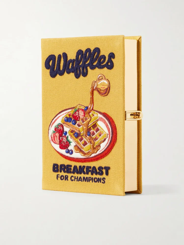 Waffles: Breakfast For Champions embroidered canvas clutch