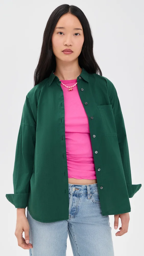 Jo Poplin Button Down Shirt