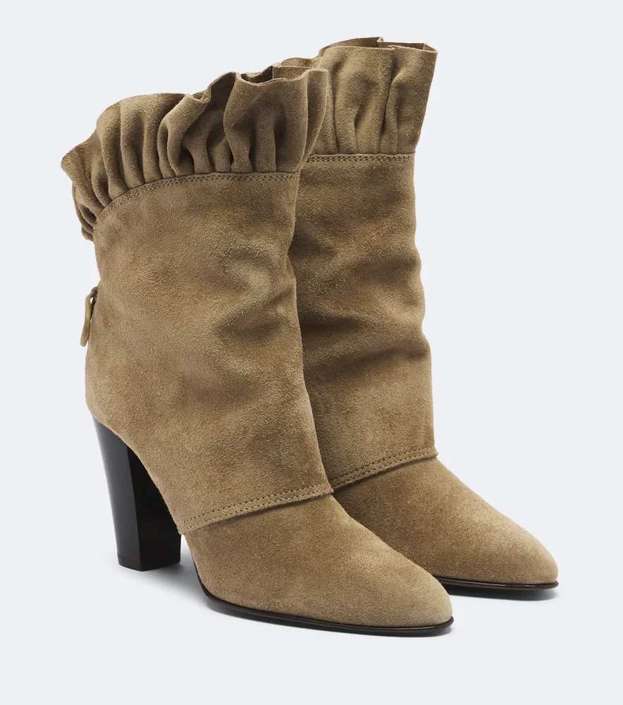 Anouk ruffled suede ankle boots