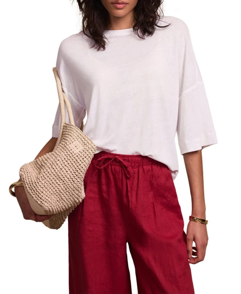 Women's Linen Blend Boxy T Shirt