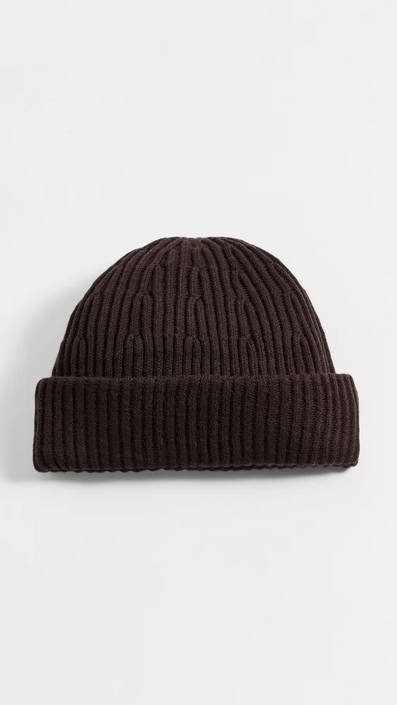 Merino Rib Knit Beanie (Deep Truffle)