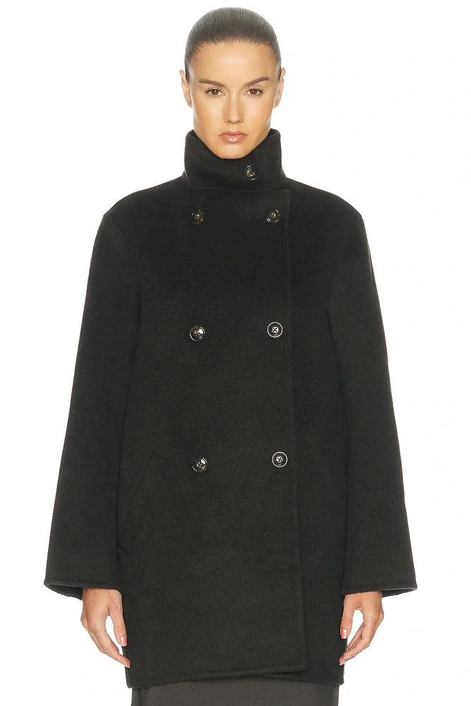 Olmo High-Neck Double-Breasted Coat