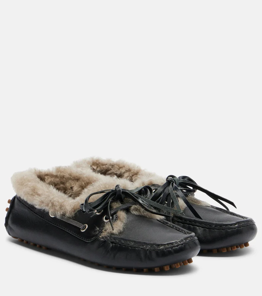 Monili shearling boat shoes