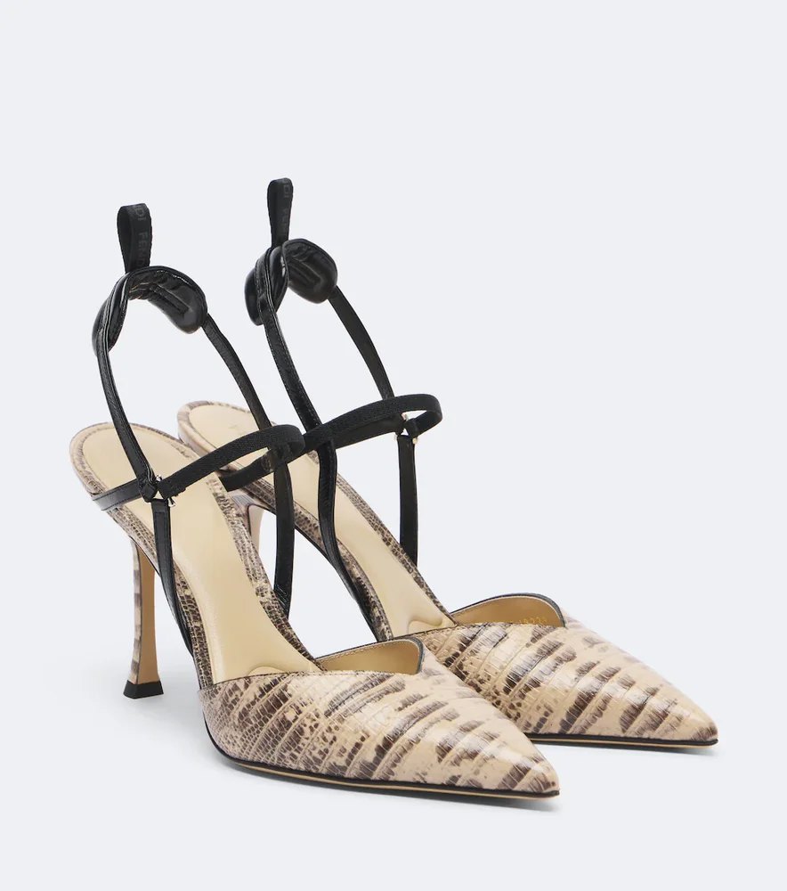 Colibrì snake-effect leather slingback pumps