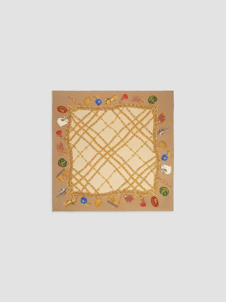 Check Charm Silk Scarf