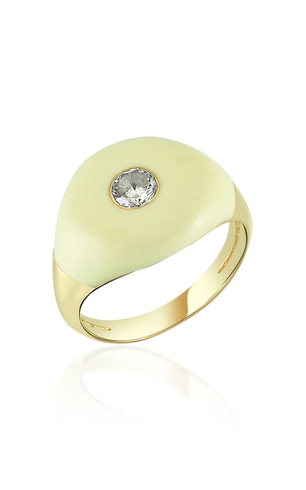 Les Bonbons Enameled 14K Yellow Gold Quartz Ring