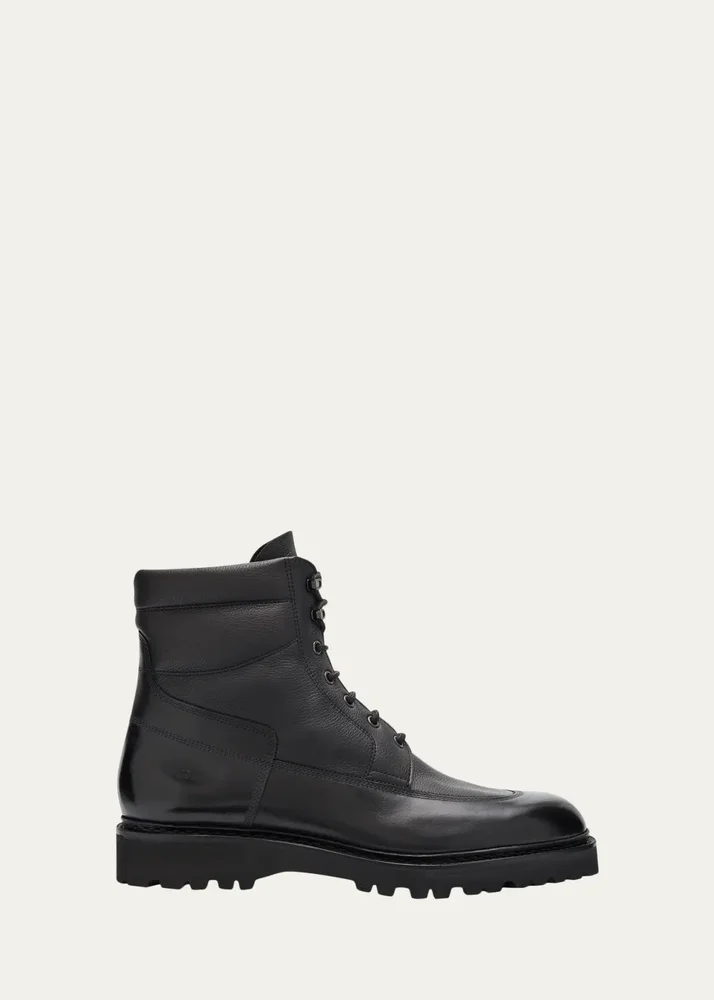 Men's Peak Rubber-Sole Leather Lace-Up Boots