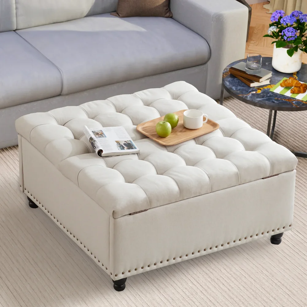 Tufted Square Storage Ottoman