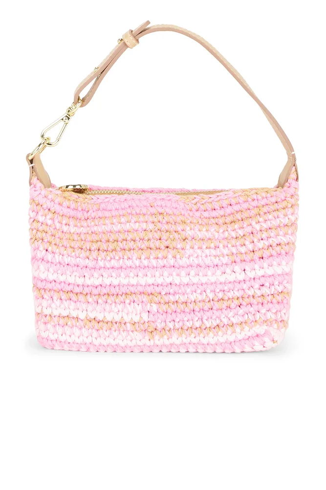 Italian Handwoven Leather Mini Shoulder Bag in Cognac