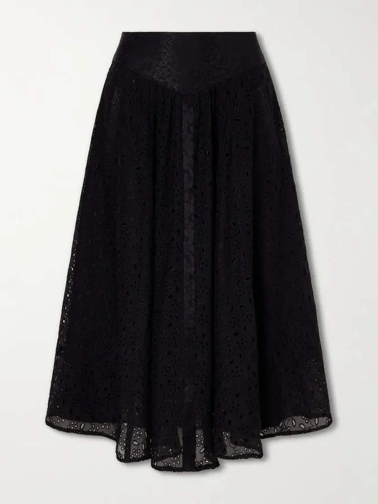 Djuna broderie anglaise silk midi skirt