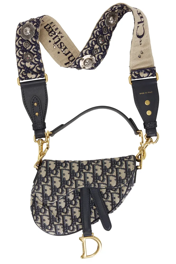 Dior Trotter Oblique Mini Saddle Bag, Blue