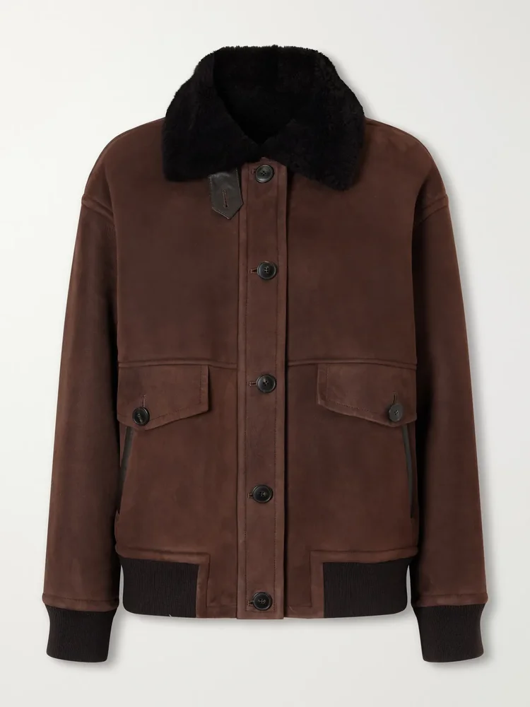 Shearling-trimmed suede jacket