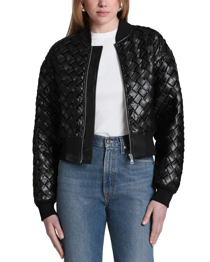 Faux Leather Bomber Jacket