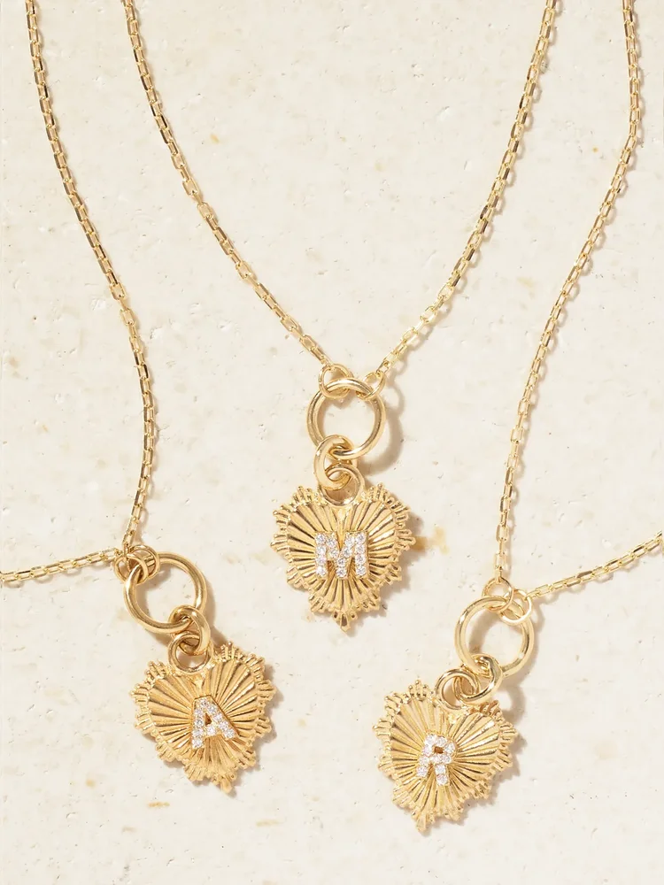 Initial 18-karat gold diamond necklace