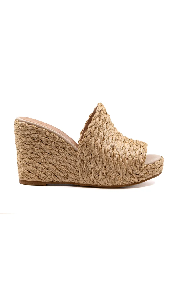 Exclusive Gloria Raffia Wedge Sandals