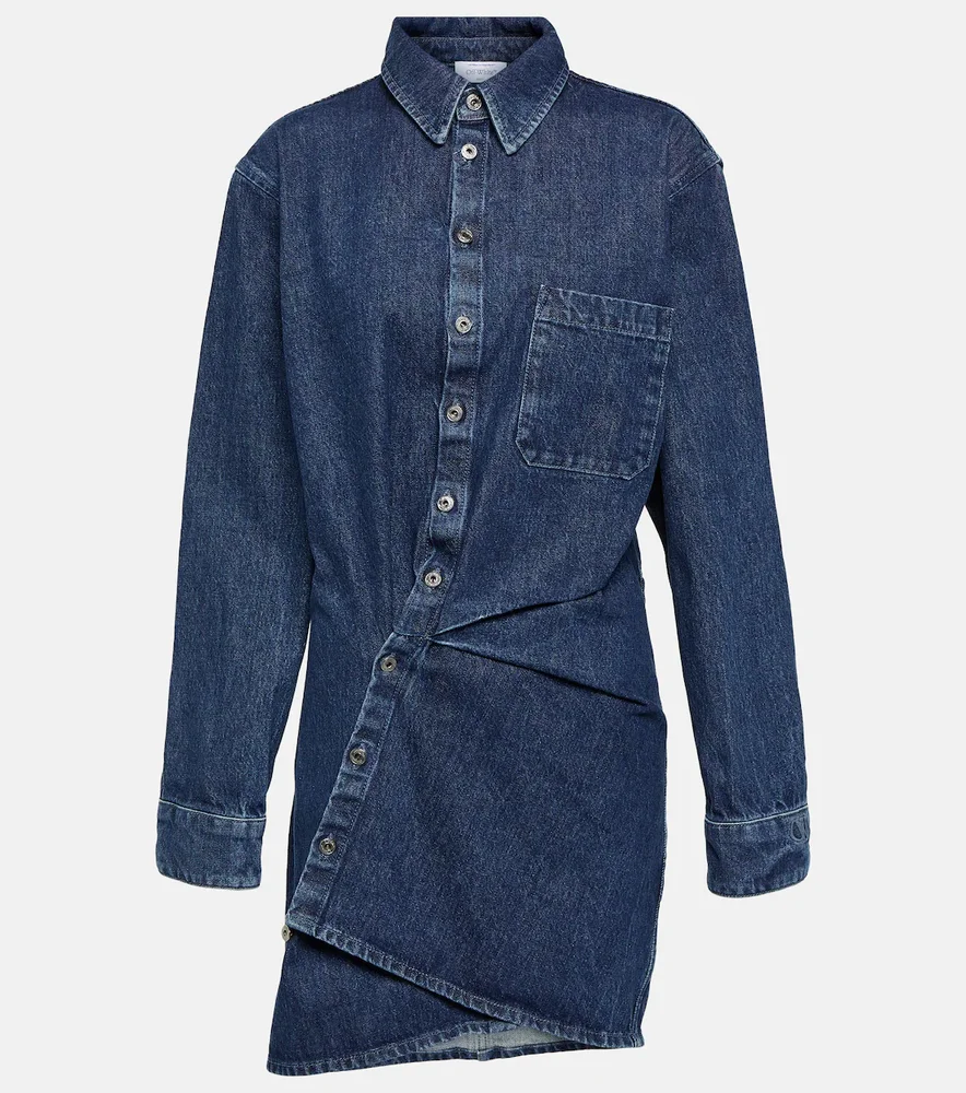 Asymmetric denim shirt dress