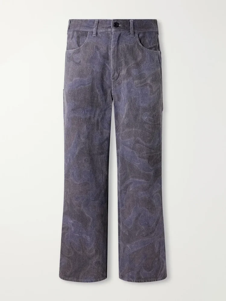 Painter Wide-Leg Sumi Nagashi Cotton-Sashiko Trousers