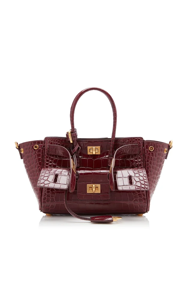 Bel Air Croc-Embossed Leather Carry-All Bag