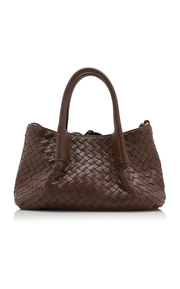 Small Pinacoteca Intrecciato Leather Tote Bag