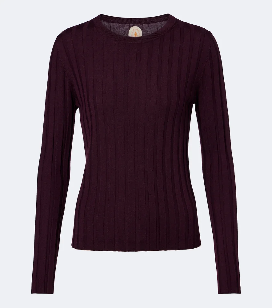 Ribbed-knit virgin wool sweater