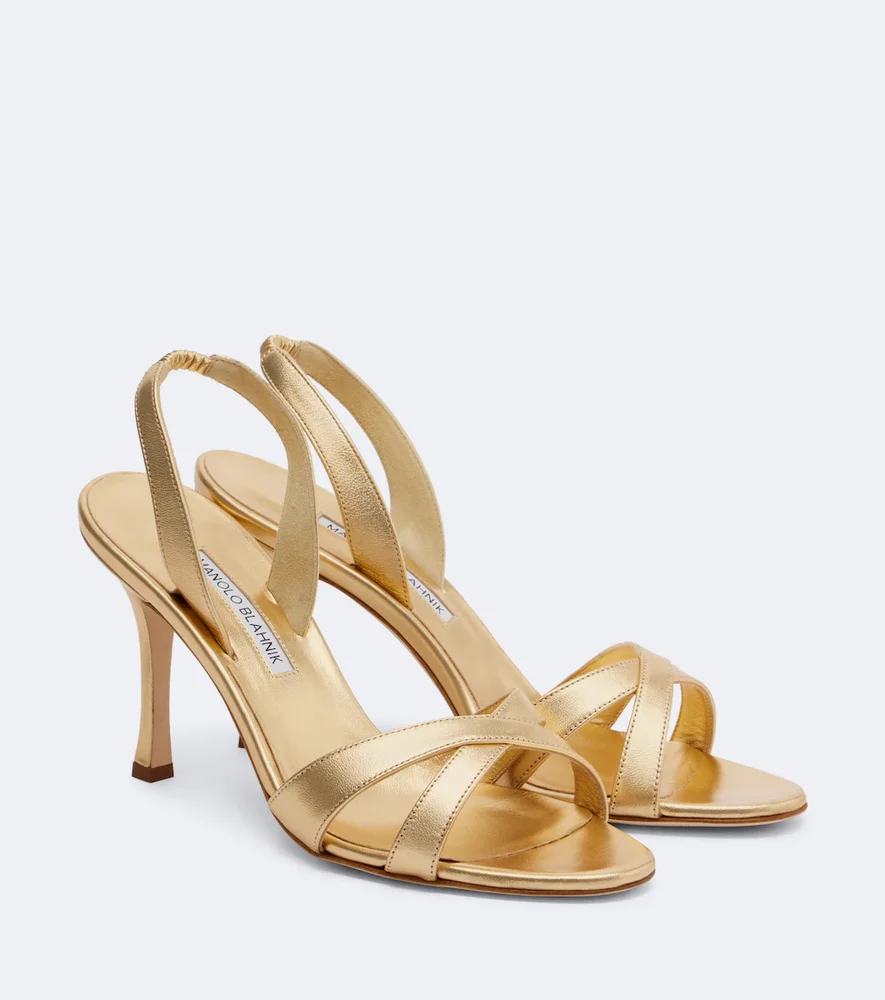 Callasi Metallic Leather Slingback Sandals