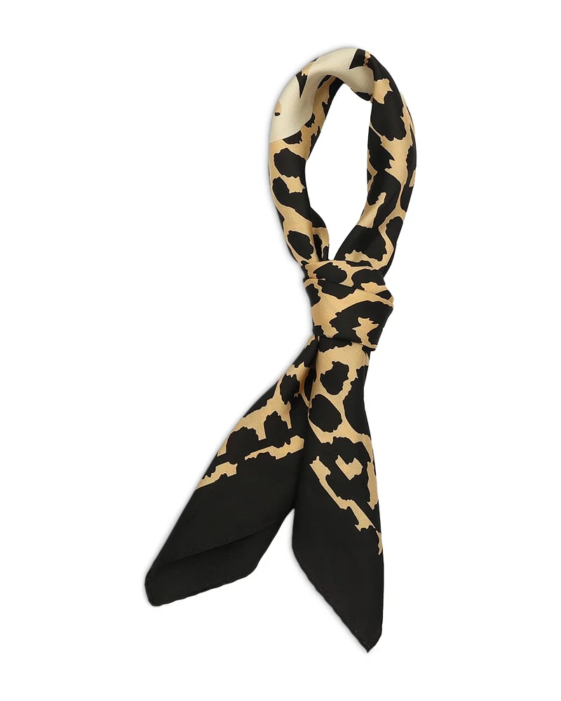 Leopard Print Logo Silk Bandana