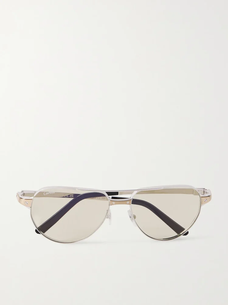 Santos de Cartier aviator-style gold- and silver-tone sunglasses