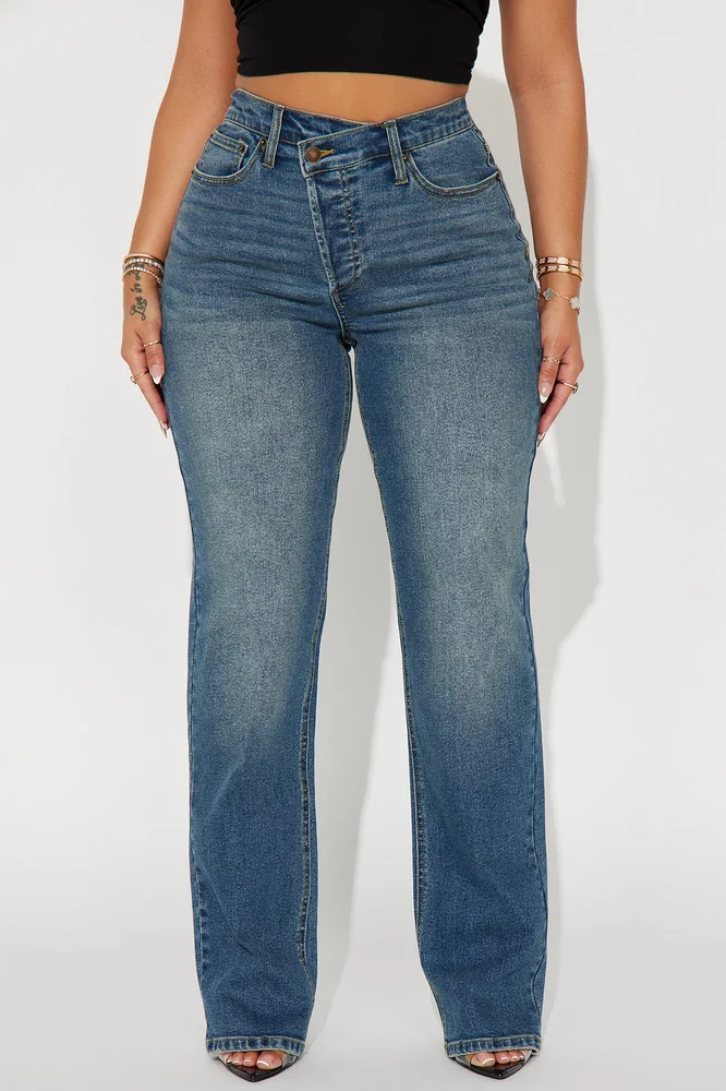 Fashion Nova In Sync Stretch Crossover Straight Leg Jeans