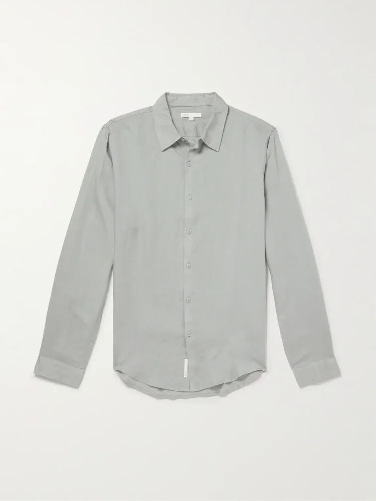 Air Spread-Collar Linen and Lyocell-Blend Shirt