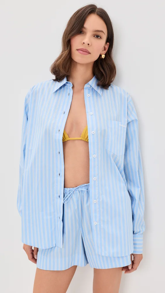 Cotton Stripe Coverup Shirt