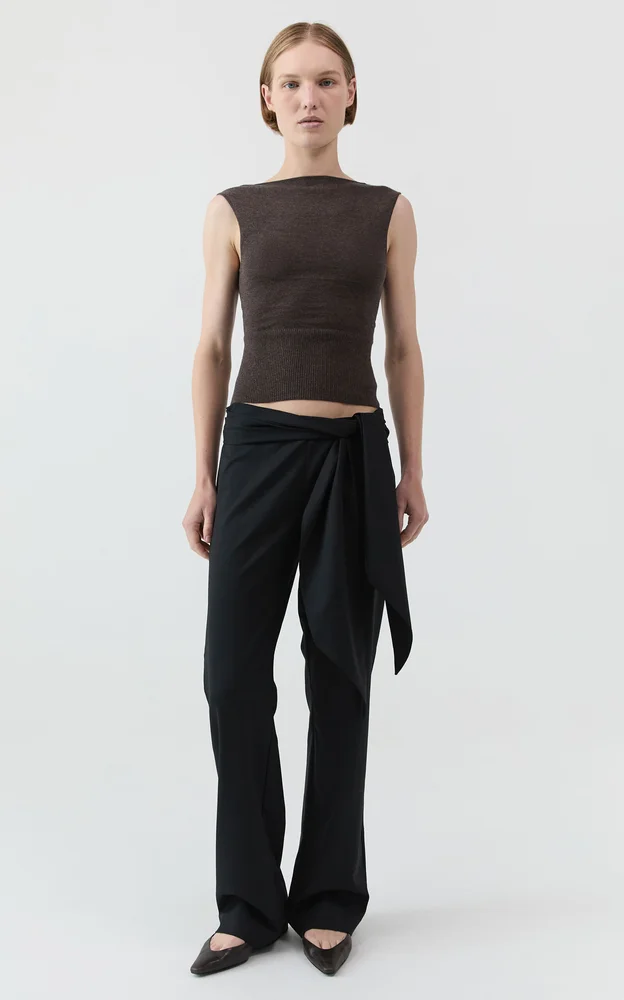 Wool-Blend '90s Tie-Scarf Pants