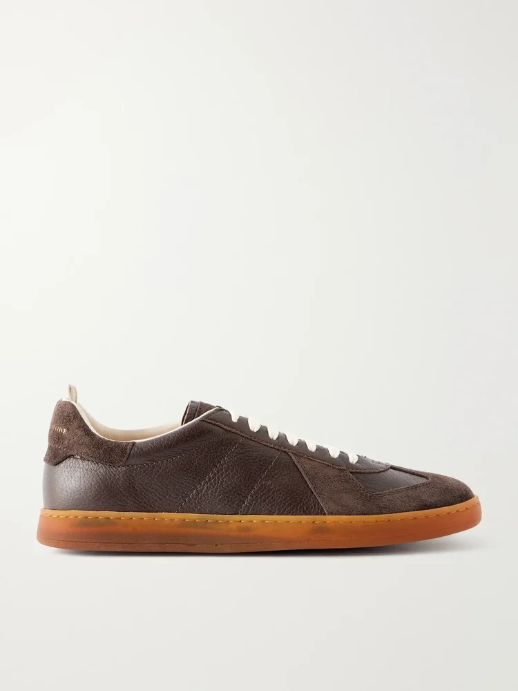 Militia 002 Suede-Trimmed Leather Sneakers