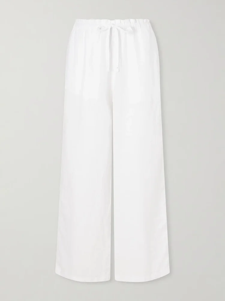 Linen straight-leg pants