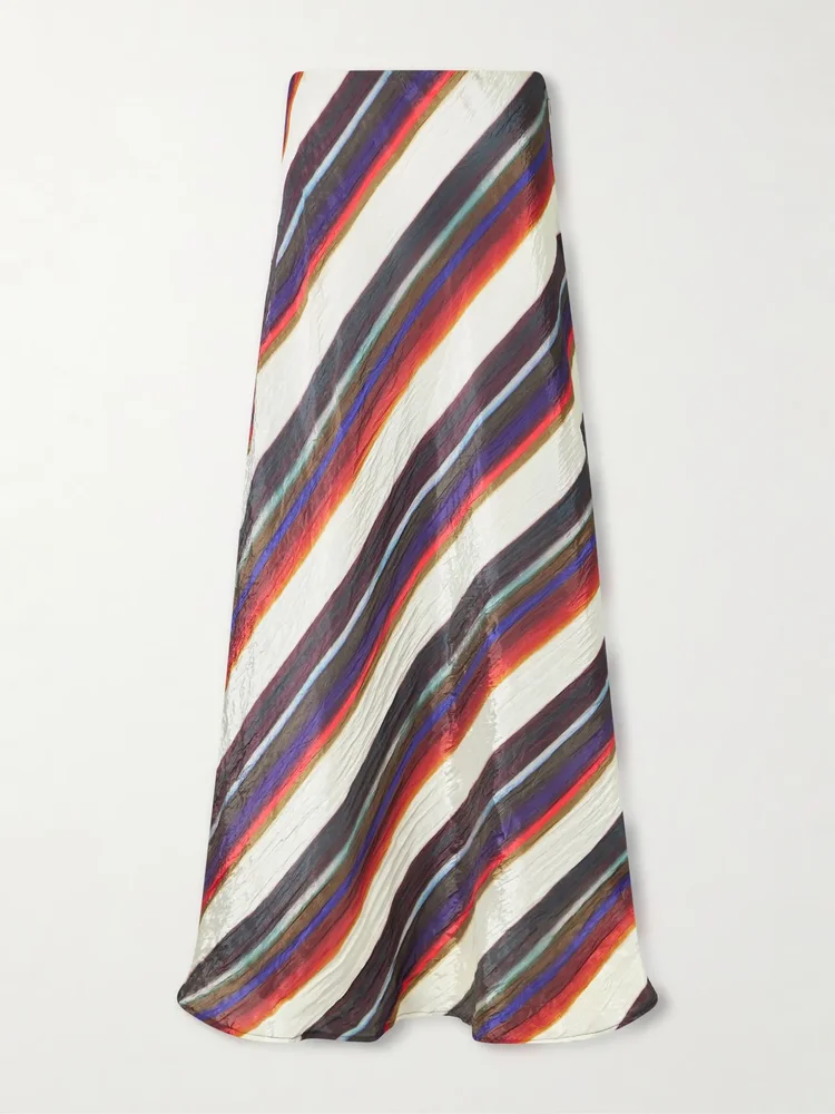 Morris striped crinkle-satin maxi skirt