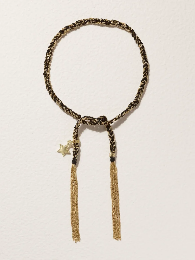 Lucky Health + Star 18-karat gold and silk bracelet