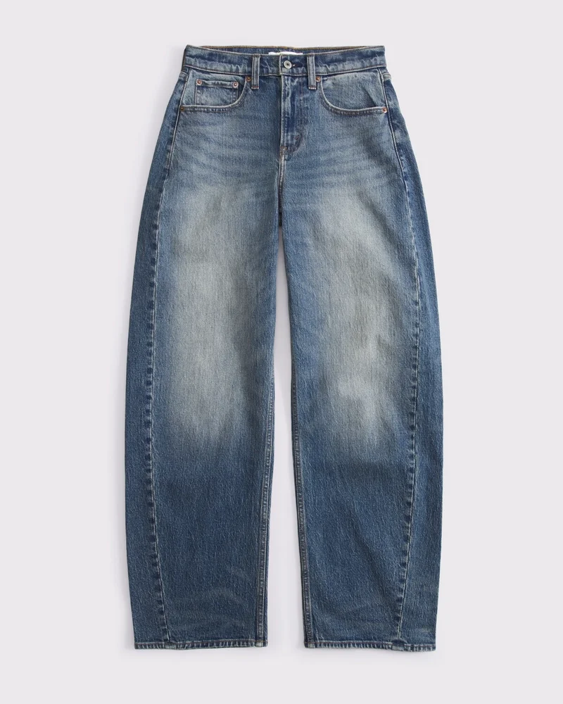 High Rise Barrel Jean - Faded Medium Wash