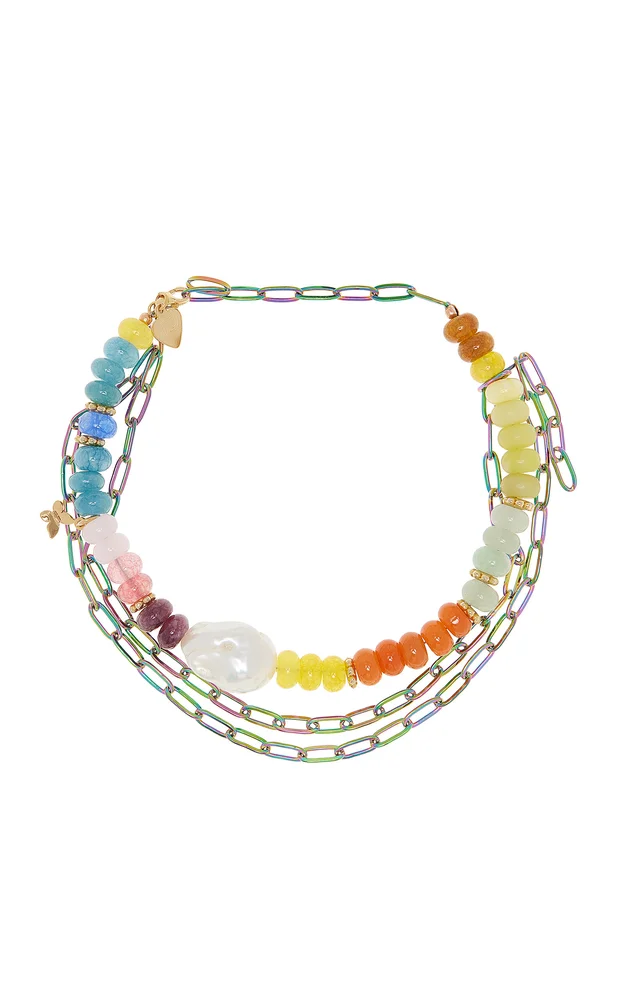 Exclusive La Isla Rainbow Baroque Triple Strand Chian Anklet
