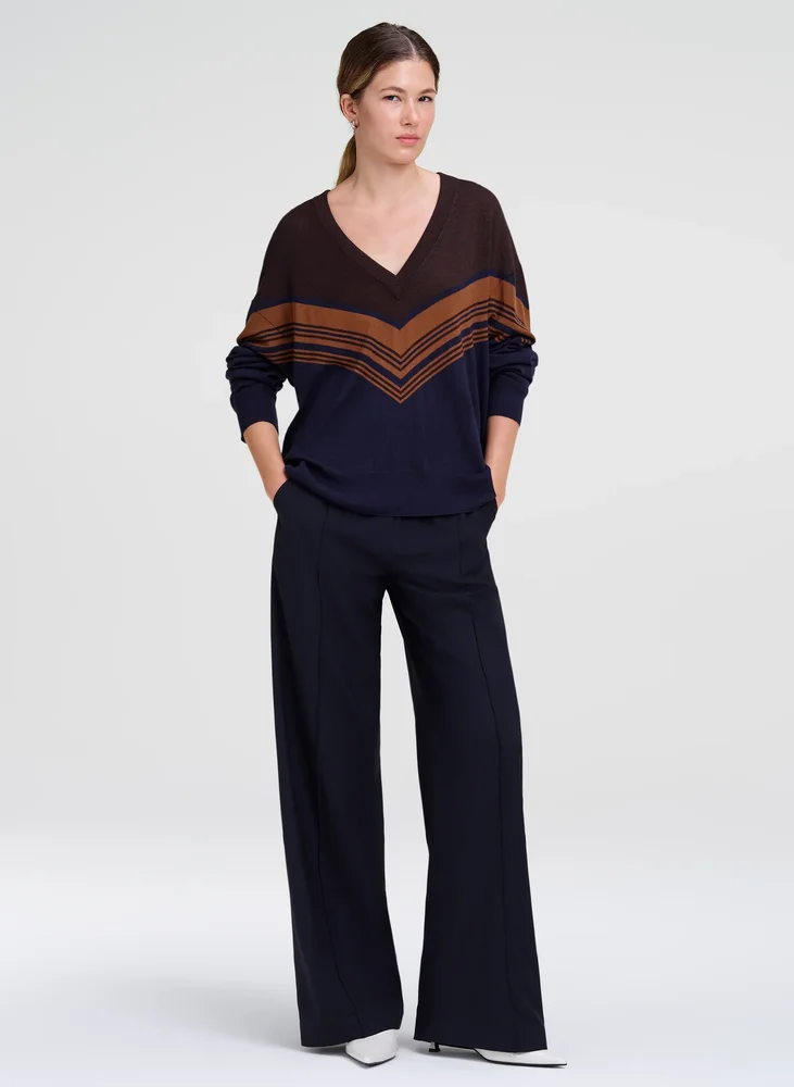 Nicole Fine Merino V-Neck Sweater