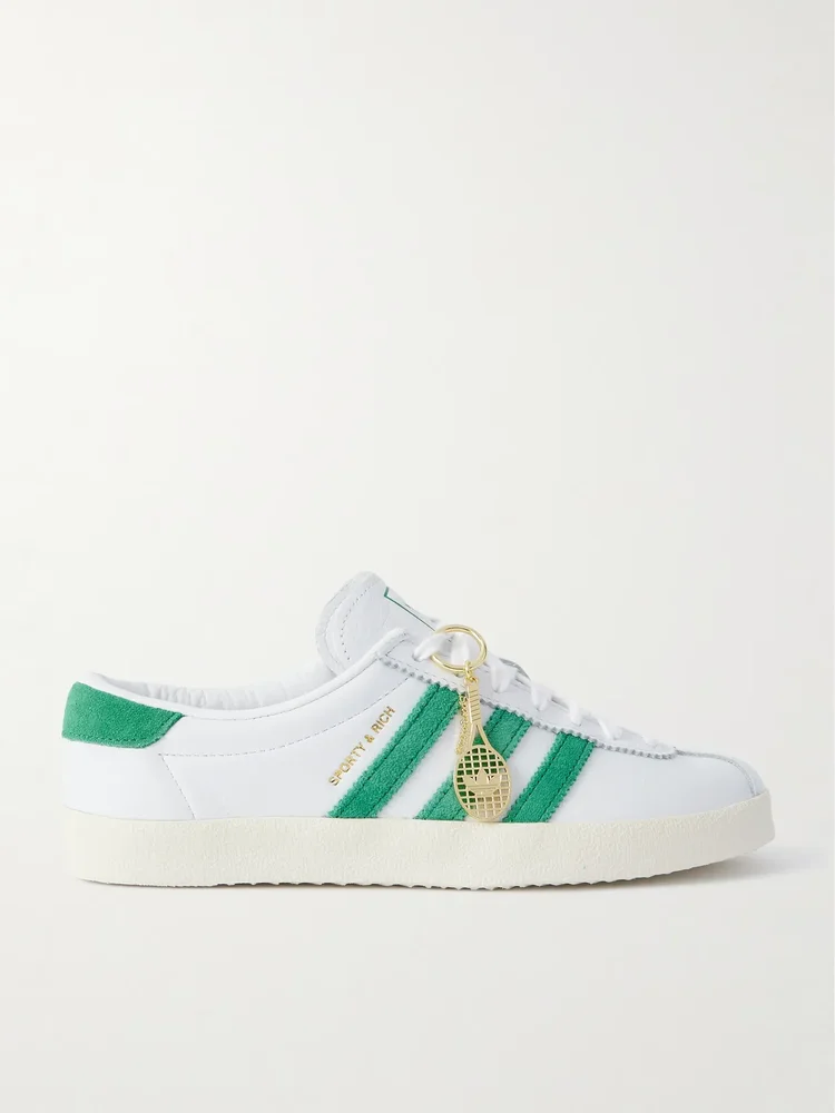 + Sporty & Rich suede-trimmed leather sneakers