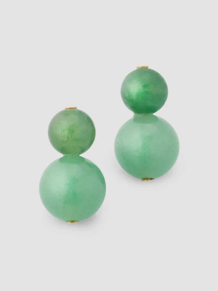 Cara 18K-Gold-Plated & Aventurine Beaded Drop Earrings