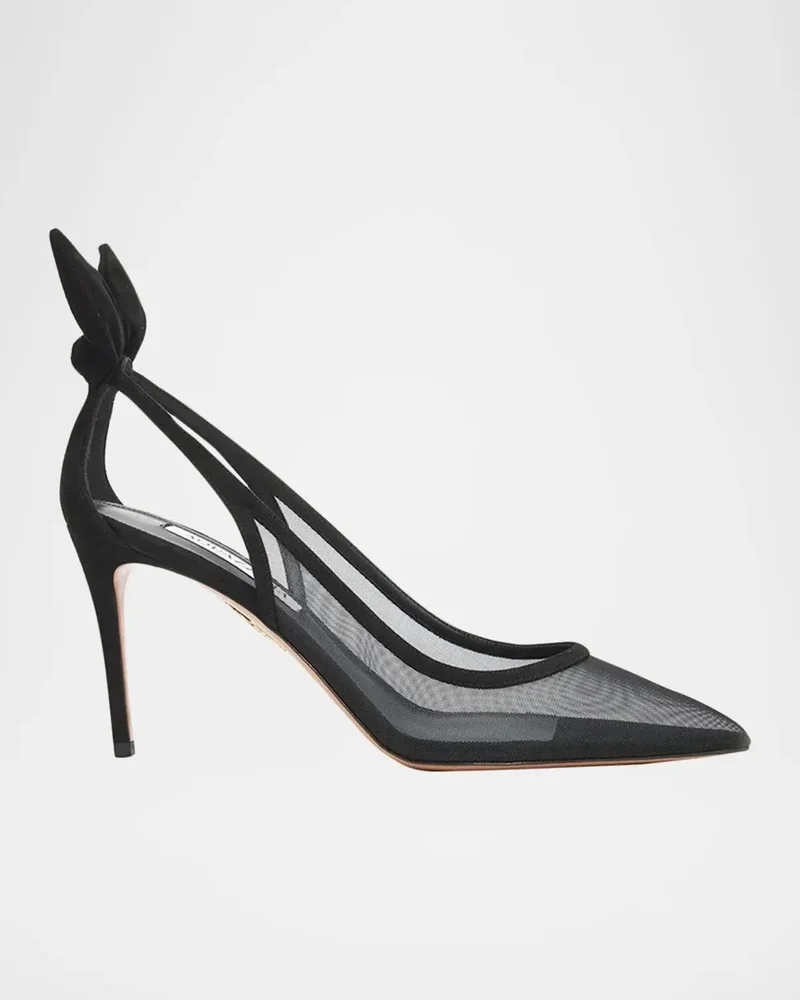 85mm Bow Tie Mesh Pumps