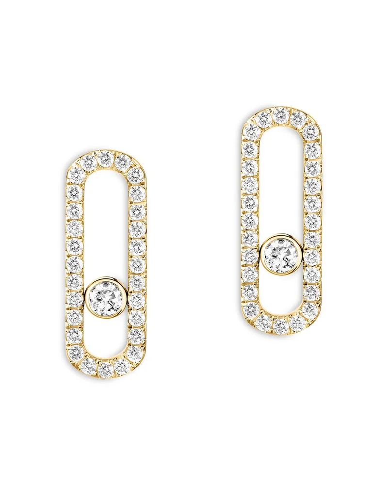 18K Gold Move Uno Diamond Pavé Oval Statement Earrings, 0.66 tcw