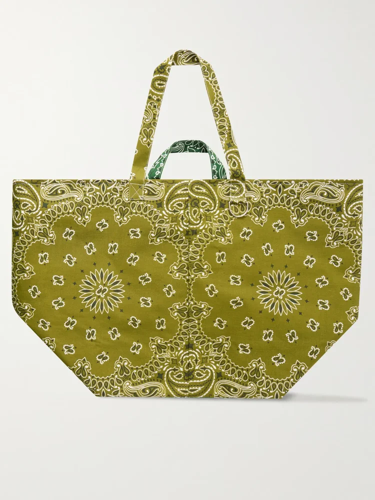 Maxi basket printed cotton tote bag