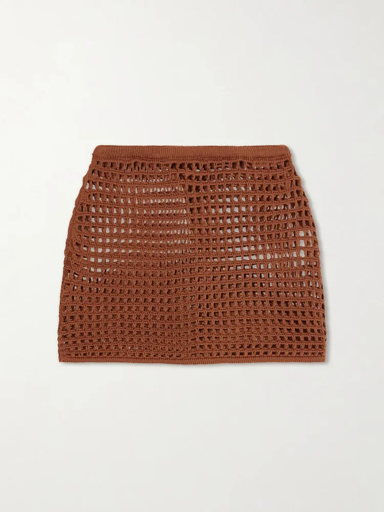 Sheila open-knit cotton-blend mini skirt