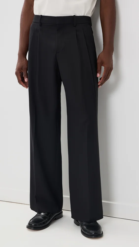 Double Pleated Gabardine Trousers
