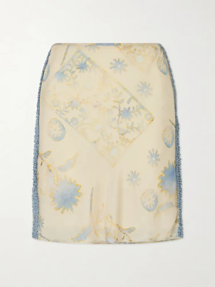 Cecile ruffled printed chiffon midi skirt