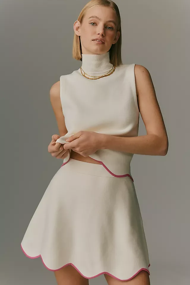Maeve Scalloped-Hem Sweater Mini Skirt